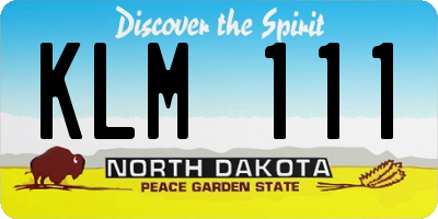 ND license plate KLM111