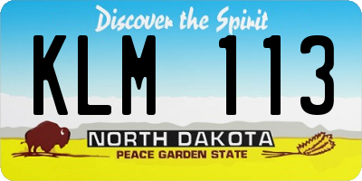 ND license plate KLM113