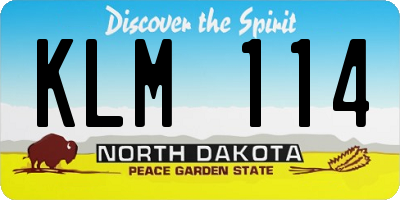 ND license plate KLM114