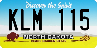 ND license plate KLM115