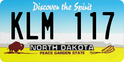 ND license plate KLM117