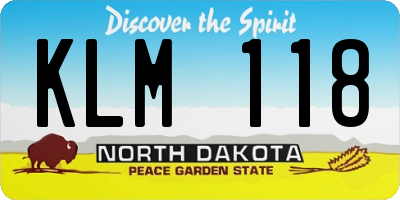 ND license plate KLM118