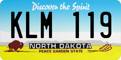 ND license plate KLM119