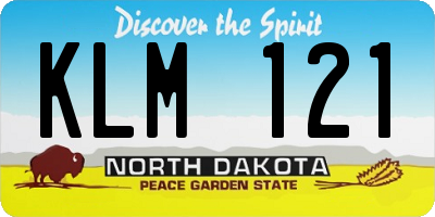 ND license plate KLM121