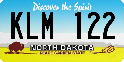 ND license plate KLM122