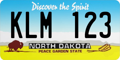 ND license plate KLM123