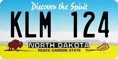 ND license plate KLM124