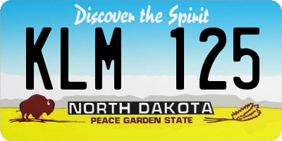 ND license plate KLM125