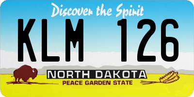 ND license plate KLM126
