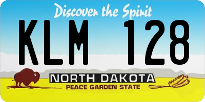 ND license plate KLM128