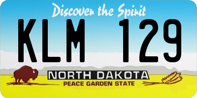 ND license plate KLM129