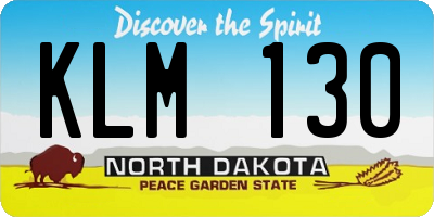 ND license plate KLM130