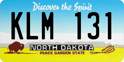 ND license plate KLM131