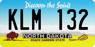 ND license plate KLM132