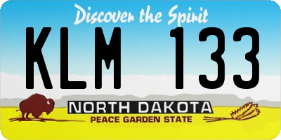 ND license plate KLM133