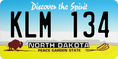 ND license plate KLM134