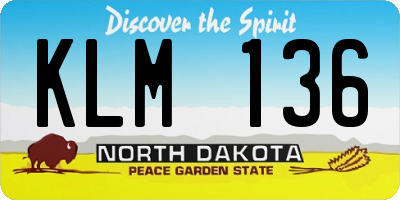 ND license plate KLM136