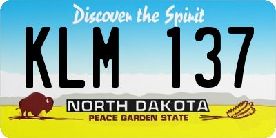 ND license plate KLM137