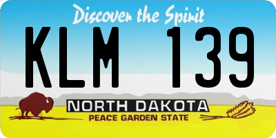 ND license plate KLM139