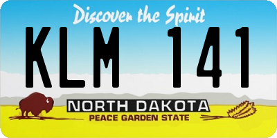ND license plate KLM141