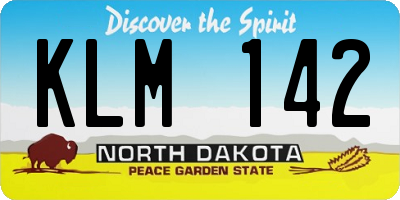 ND license plate KLM142