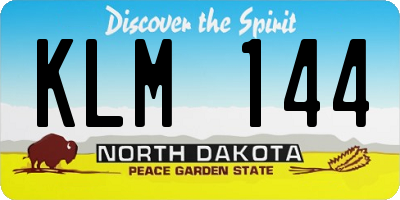 ND license plate KLM144