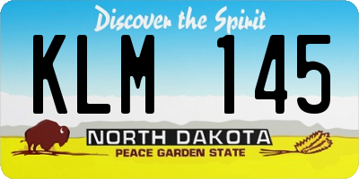 ND license plate KLM145