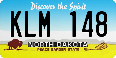 ND license plate KLM148