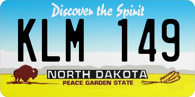 ND license plate KLM149