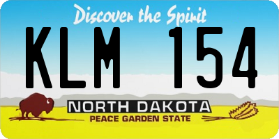 ND license plate KLM154