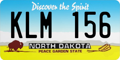 ND license plate KLM156
