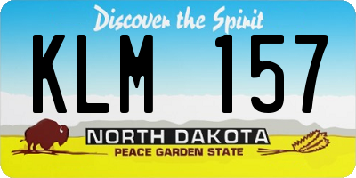 ND license plate KLM157