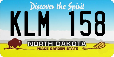 ND license plate KLM158