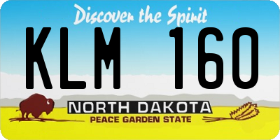 ND license plate KLM160
