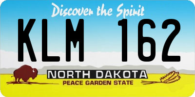 ND license plate KLM162