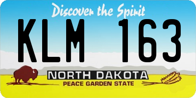 ND license plate KLM163