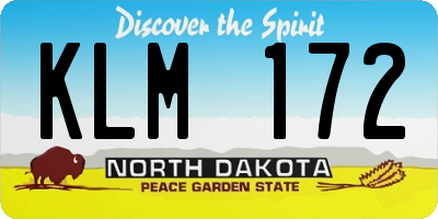 ND license plate KLM172