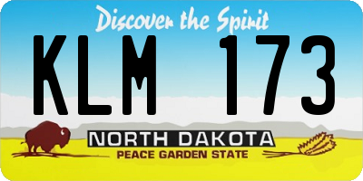 ND license plate KLM173