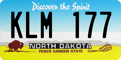 ND license plate KLM177