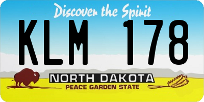ND license plate KLM178
