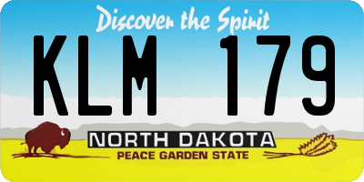 ND license plate KLM179