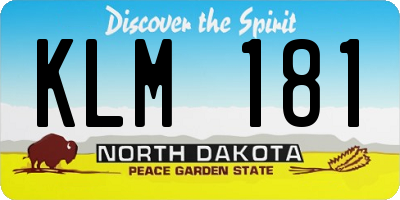 ND license plate KLM181