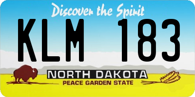 ND license plate KLM183