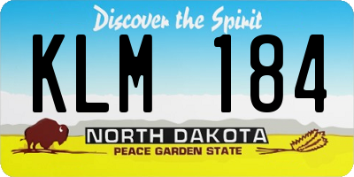 ND license plate KLM184