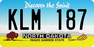 ND license plate KLM187