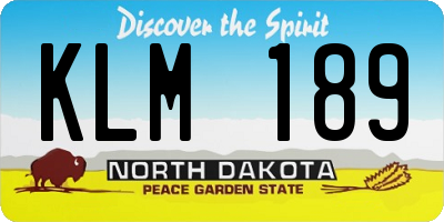 ND license plate KLM189