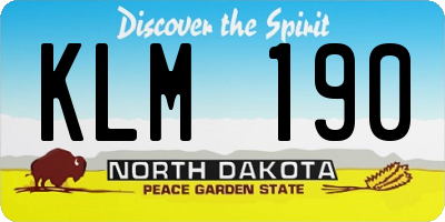 ND license plate KLM190