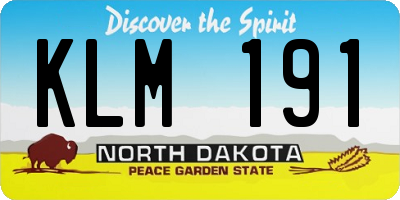 ND license plate KLM191