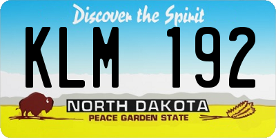 ND license plate KLM192