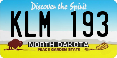 ND license plate KLM193